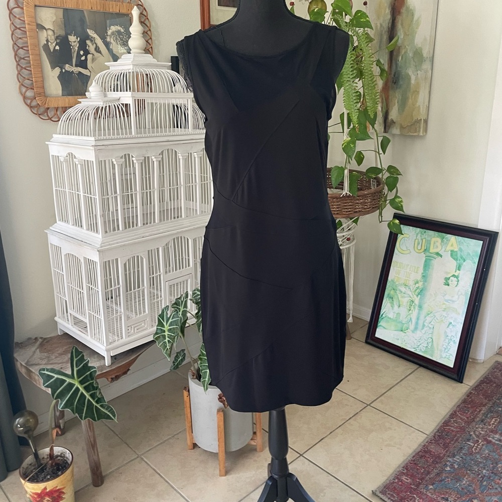 Michael Kors Black Sheath Mini Dress Sleeveless Crew Neck